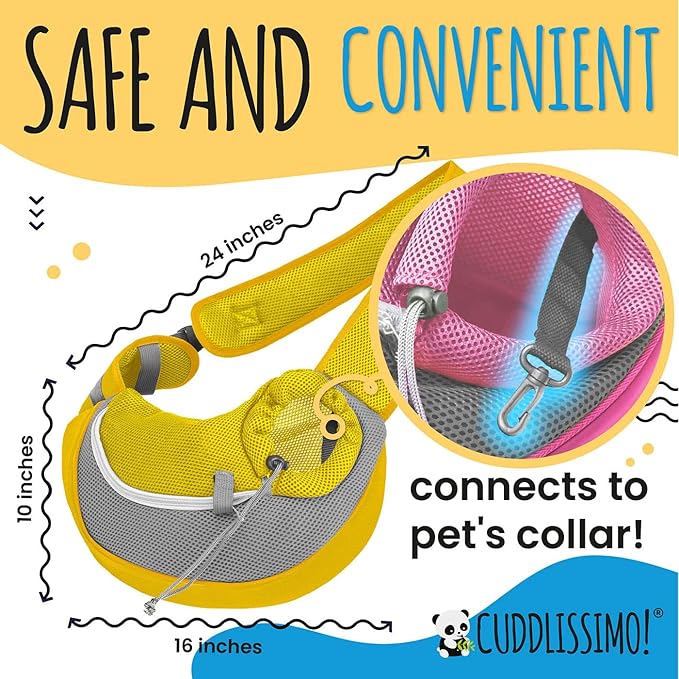 Pet Sling Carrier - Small Dog Puppy Cat Carrying Bag Purse Pouch - For Pooch Doggy Doggie Yorkie Chihuahua Baby Papoose Bjorn - Hiking Travel Front Backpack Holder Pack To Wear (Yellow-L)