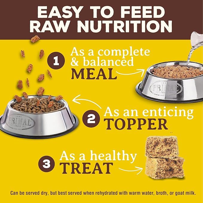 Primal Freeze Dried Dog Food Nuggets, Rabbit; Complete & Balanced Meal; Also Use as Topper or Treat; Premium, Healthy, Grain Free, High Protein Raw Dog Food, 5.5 oz