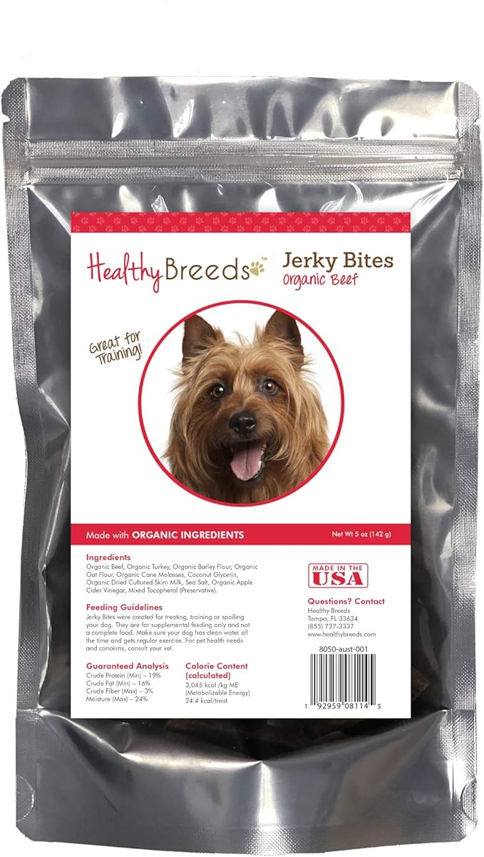 Healthy Breeds Australian Terrier Jerky Bites Beef Recipe Dog Treats 5 oz