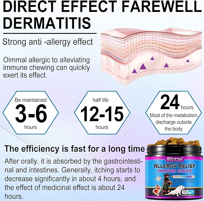Dog Allergy Relief, Dog Itchy Skin Relief Treats with Fish Oil, Omega 3, Itch Relief Chews for Dogs Seasonal Allergy, Anti Itch for Dogs Allergy Support Supplement (150PCS)