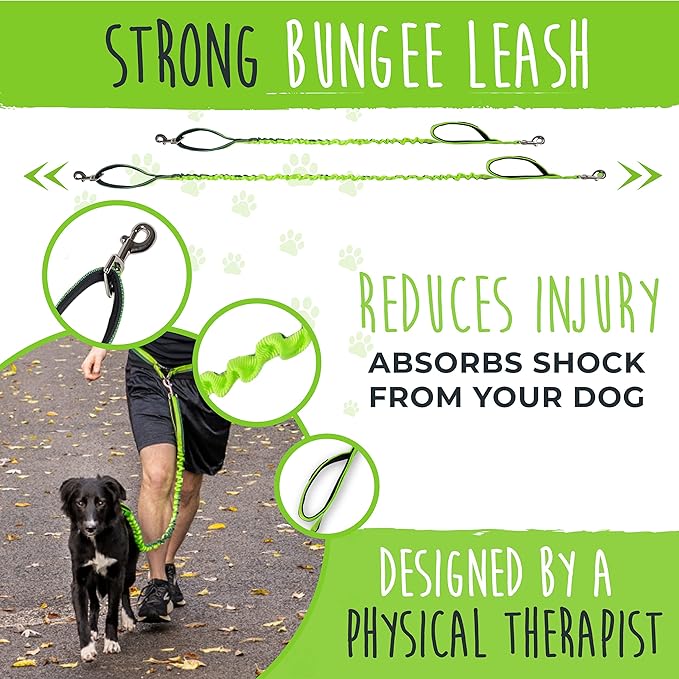Mighty Paw Hands Free Dog Leash | Bungee Waist Leash for Dog Walking. Dog Running Leash Hands Free. Hands Free Leash for Large Dogs, Medium & Small Dogs. Dog Leash Waist Belt (36" - 48") Up To 150 lbs