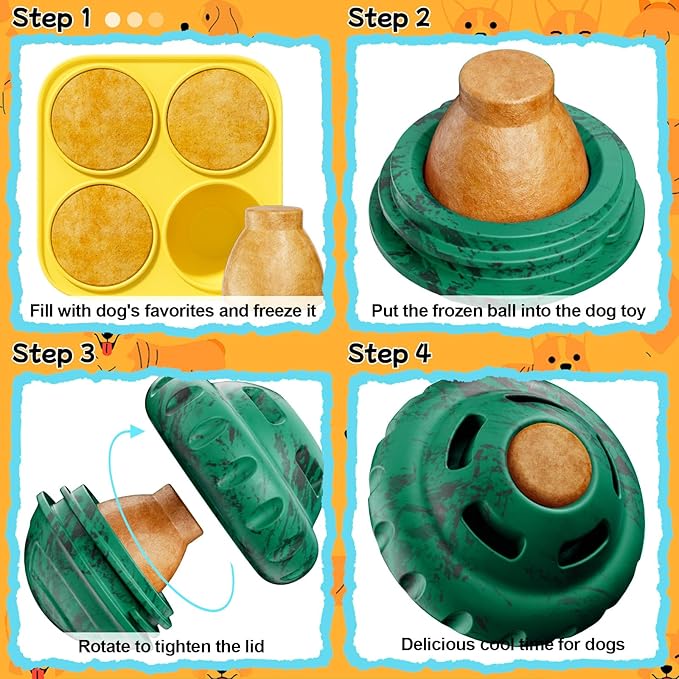 Dog Toys to Keep Them Busy,Frozen Treat Dog Enrichment Toys,Slow Food Training to Relieve Boredom and Stimulating,Dog Puzzle Treat Food Dispensing Ball Toy for Small Medium Large Dog