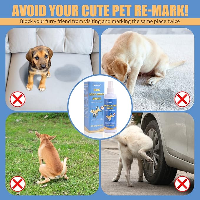 8 oz Pet Deterrent Spray - Solution to Prevent Anywhere Urination - Effective Pet Training Aid - Not Here Dog Spray - Prevent Inappropriate Marking