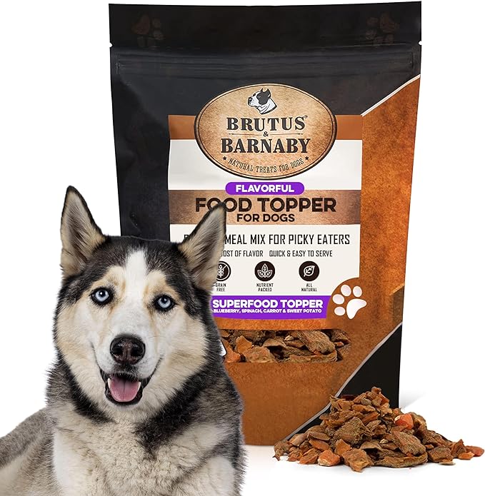 Dog Food Topper - Super Foods - Enhance Your Dogs Meal With This Healthy Vegan Flavor Packed Mix - Sprinkle On Dog Food Flavoring for Picky Eaters - Blueberries, Carrots, Spinach, Sweet Potato - 8oz