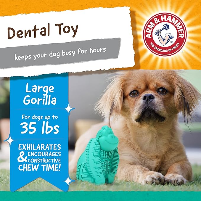 Arm & Hammer for Pets Super Treadz Dental Chew Toy for Dogs, Blowfish and Gorilla Bundle | Dog Dental Toys from Arm and Hammer | Dog Chew Toys, Gorilla Treadz, Blowfish Treadz | Dental Toys for Dogs