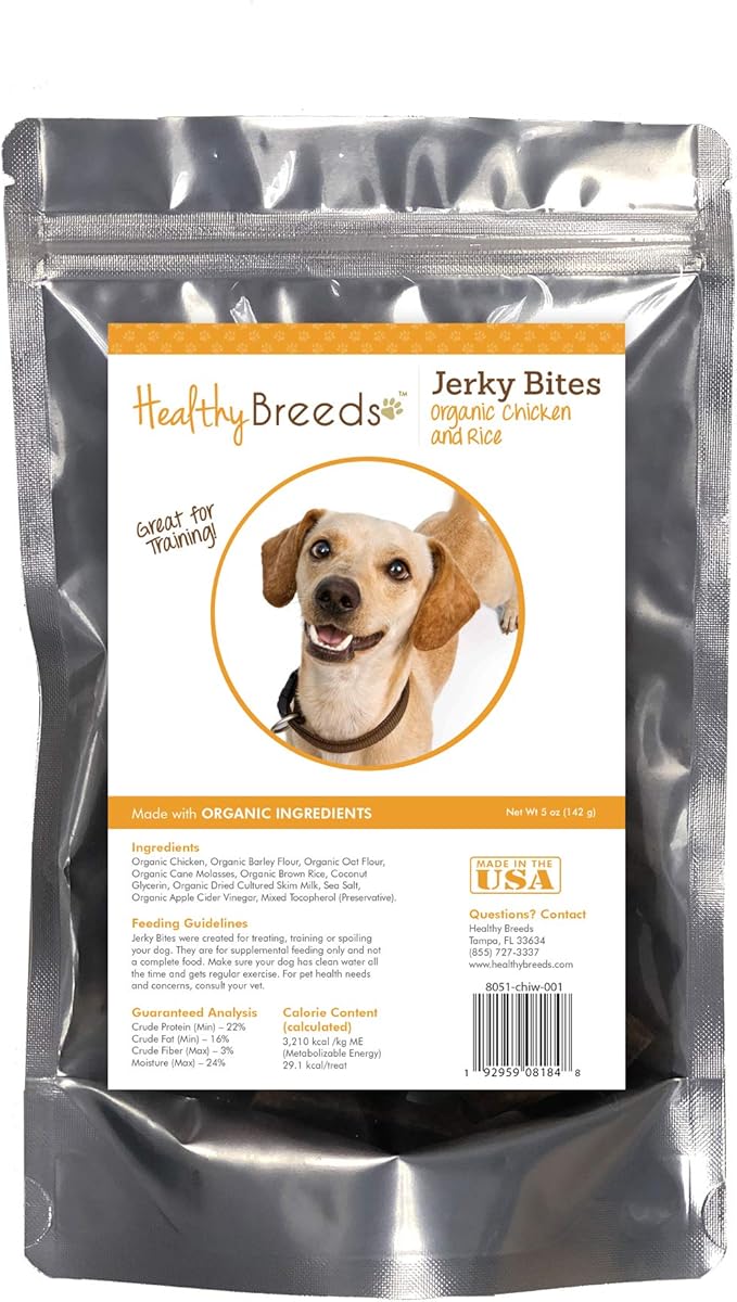 Healthy Breeds Chiweenie Jerky Bites Chicken & Rice Recipe Dog Treats 5 oz