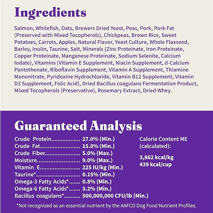 Halo Holistic Dog Food, Complete Digestive Health Wild-caught Salmon and Whitefish Recipe, Dry Dog Food Bag, Adult Formula, 21-lb Bag