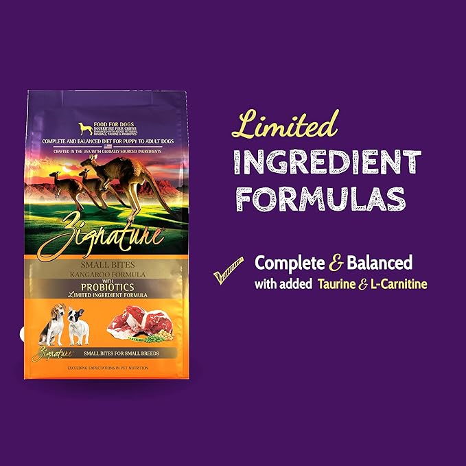 Zignature Kangaroo Limited Ingredient Formula Dry Dog Food Small Bites Dry Dog Food 4lb