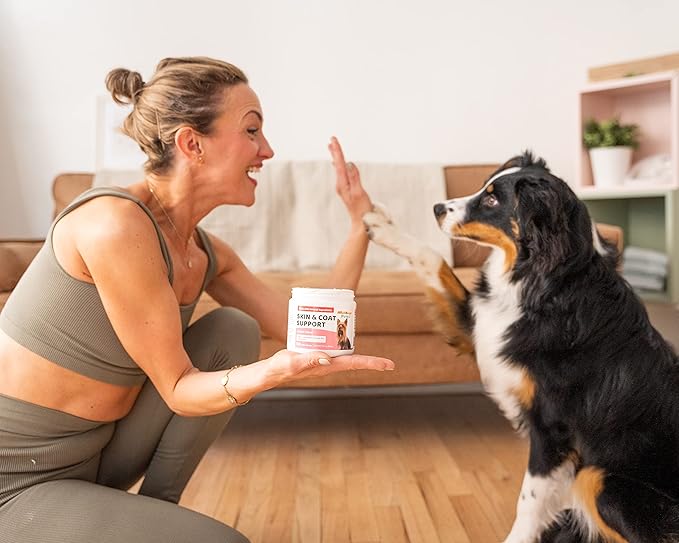 Natural Skin and Coat Allergy Support Soft Chews for Dogs – Anti-inflammatory and Anti-Itch Vitamins, Omega 3 6 9 + EPA, DHA Gold, Fish Oil - for Hot Spots, Seasonal Allergies, Dry, Itchy Skin 120ct.