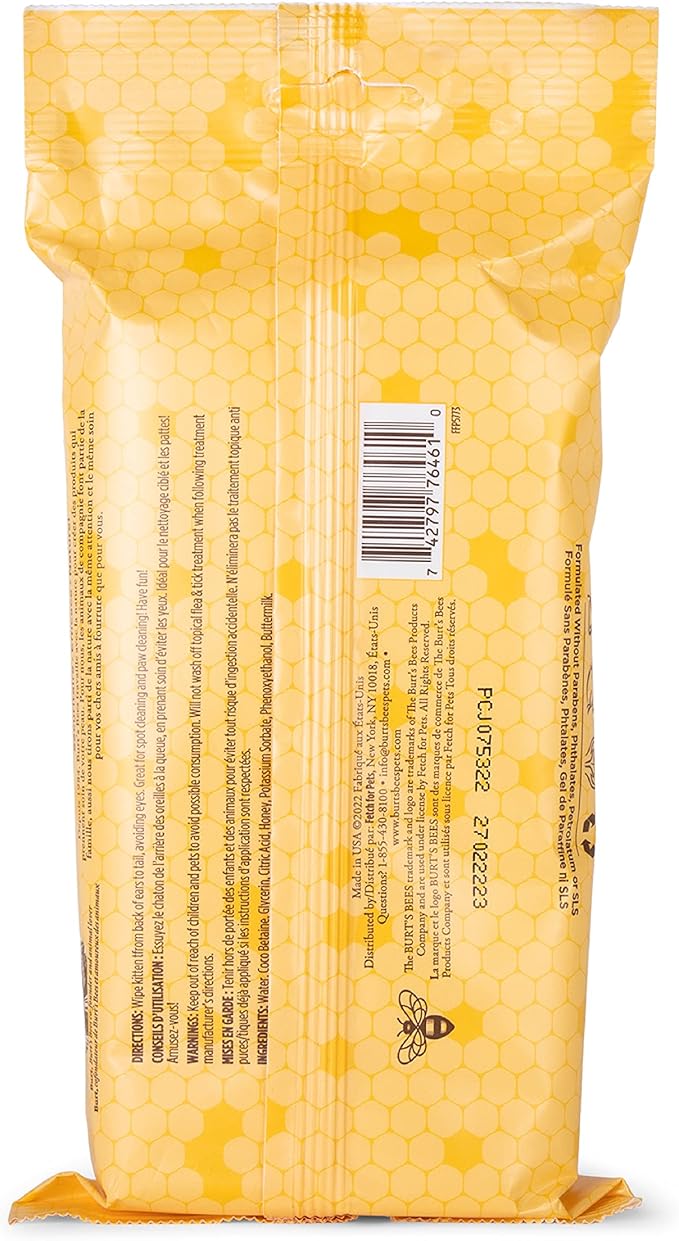 Burt's Bees for Pets Kitten Wipes Wipes - Kitten Wipes for All Cats, Safe for Kittens - Cruelty Free, Formulated without Sulfates and Parabens, pH Balanced for Cats - Made in USA, 50 Count - 6 Pack