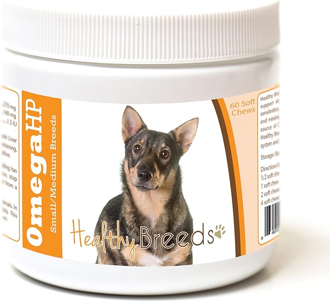 Healthy Breeds Swedish Vallhund Omega HP Fatty Acid Skin and Coat Support Soft Chews 60 Count