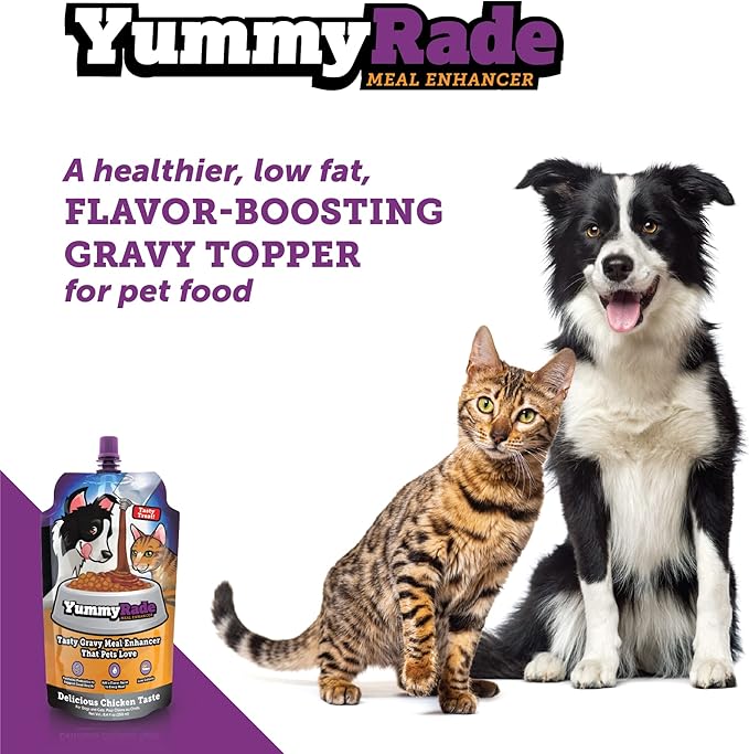 YummyRade – Pet Meal Topper for Dry Dog Food & Cat Food | Healthier Gravy Meal Enhancer & Tasty Low Calorie | Grain Free, Chicken Flavored | Flavor-Boosting Gravy Topper Pets Love! | (250ml x 10)