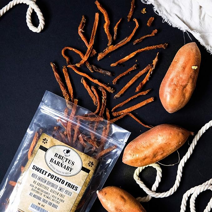 BRUTUS & BARNABY Sweet Potato Dog Treats- No Additive Dehydrated Sweet Potato Fries, Grain Free, Gluten Free and No Preservatives Added (5lb)