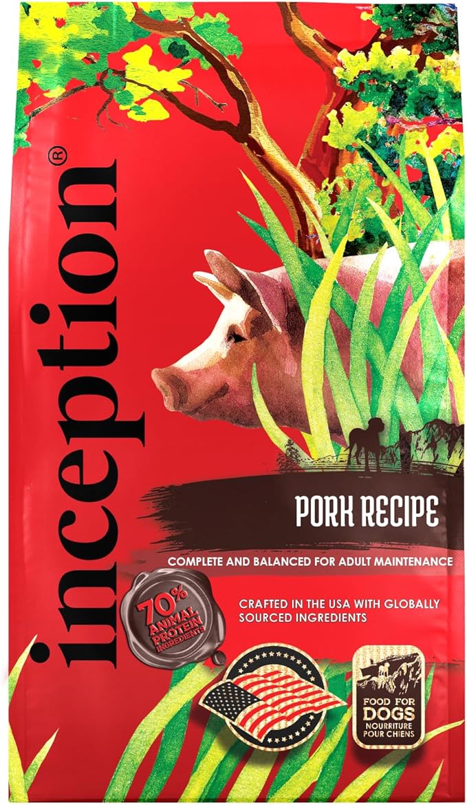 Inception® Dry Dog Food Pork Recipe – Complete and Balanced Dog Food – Meat First Legume Free Dry Dog Food – 13.5 lb. Bag