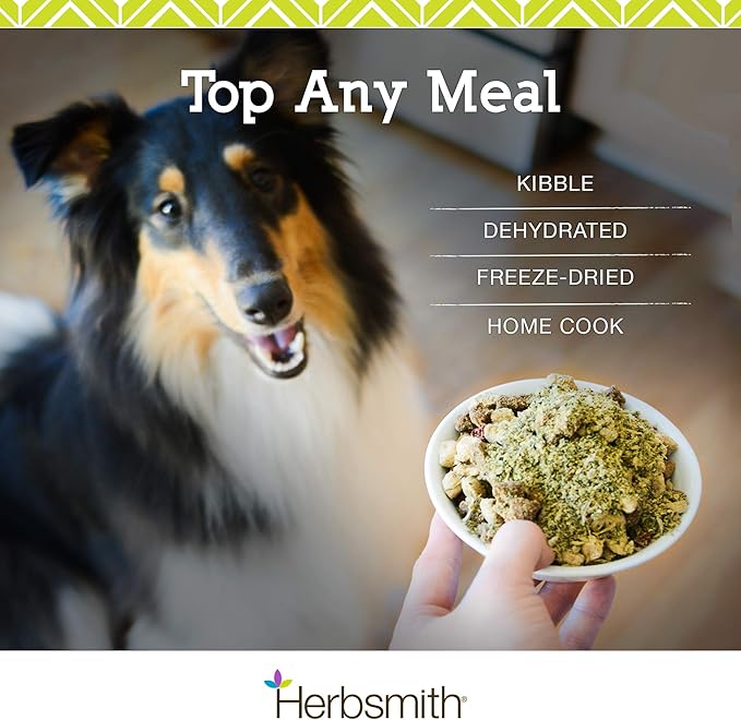 Herbsmith Kibble Seasoning – Freeze Dried Salmon – DIY Raw Coated Kibble Mixer - Dog Food Topper for Picky Eaters, 6.2 oz