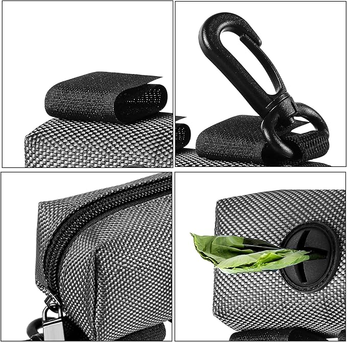 2Packs Dog Poop Bag Holder for Leash Attachment Dog Poop Bag Dispenser Dog Waste Bag Dispensers for Leash Accessory Dog Poop Bag Holders Fits Dog Leash Include Hand Free Holder Metal Carriers, Grey