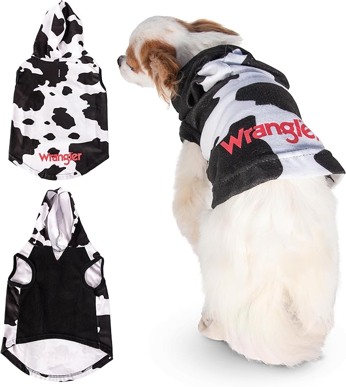 Wrangler Dog Hoodie – Fleece Dog Sweater with Leash Hole, Cold Winter Dog Sweatshirt for Small Medium & Large Size Dogs, Premium Dog Clothes, Fall Dog Sweaters Pullover Hoodie, Cozy Warm Dog Outfit