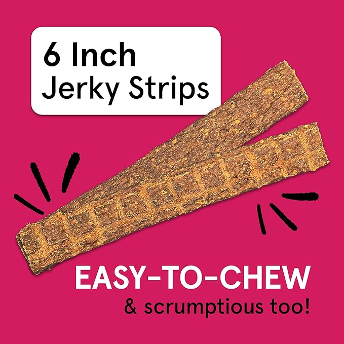 Real Meat Lamb & Venison Jerky Dog Treats - 8 Air-Dried Strips of Jerky Treats for Dogs - Grain-Free Jerky Treats Dog Snacks with 95% Human-Grade Free-Range Lamb & Venison - All-Natural Dog Jerky