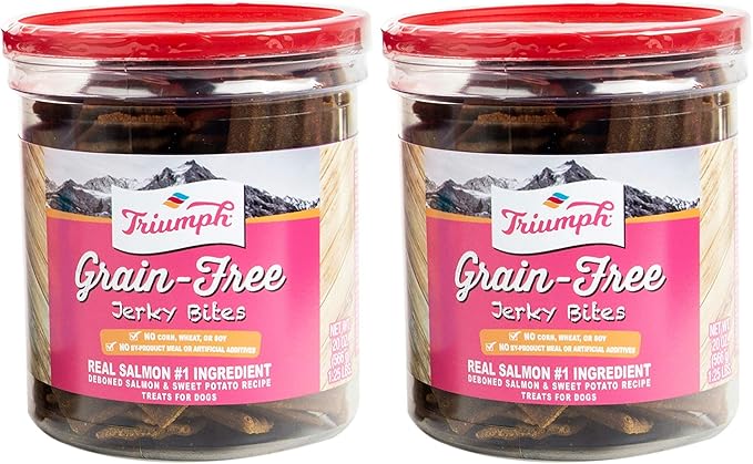 Triumph 2 Pack of Grain-Free Jerky Bites, Salmon and Sweet Potato Recipe, 20 Ounces Per Container