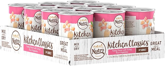 NUTRO PREMIUM LOAF Adult Natural Grain Free Wet Dog Food Healthy Turkey, Sweet Potato & Green Bean Recipe, 12.5 oz. Cans (Pack of 12)