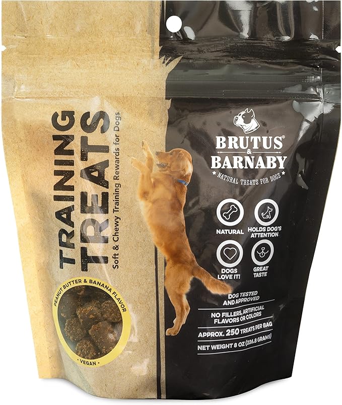 BRUTUS & BARNABY Training Treats for Dogs - Peanut Butter & Banana - All-Natural Healthy Low Calorie Vegan Dog Training Treats - Great to Use for Rewards in Training Your Puppy Or Dog