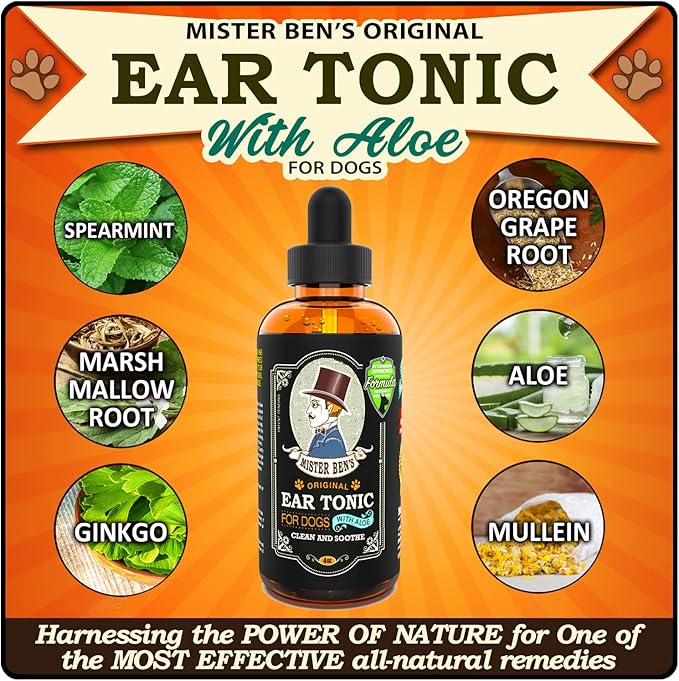 MISTER BEN'S Original Dog Ear Cleaner - Natural, Effective Dog Ear Infection Treatment & Cleanser (Tonic)