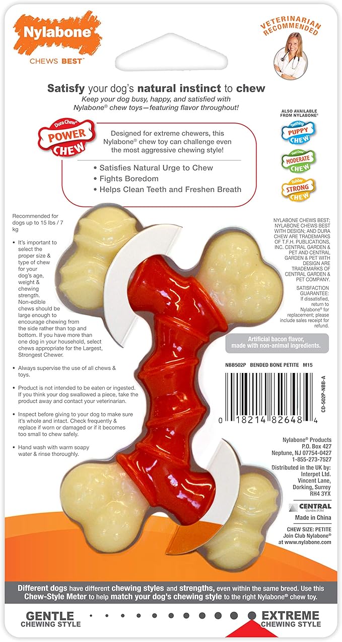 Nylabone Power Chew Double Bone Long Lasting Chew Toy for Dogs X-Small - Up to 15 lbs.