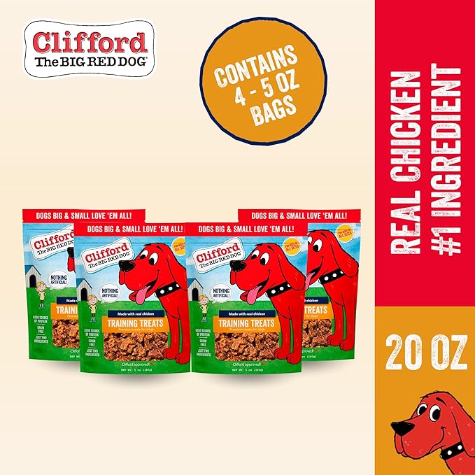 Clifford® Chicken Training Treats for Dogs | Soft Dog Treats Healthy for All Breed Sizes | Puppy Training Treats, Grain Free, High Protein, Rawhide Free Dog Chews - Just Two Ingredients (20oz)