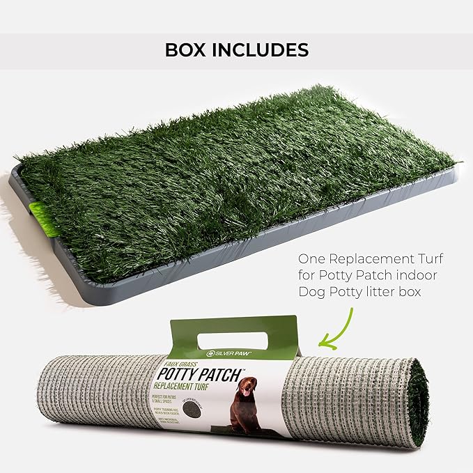 Silver Paw 3-Layer Washable Pee Pads for Dogs - Dog Grass Pad with Tray | Indoor Dog Potty for Small Dogs | Bathroom Tray for Pets | Dog Training Accessories - Large (34" x 27")