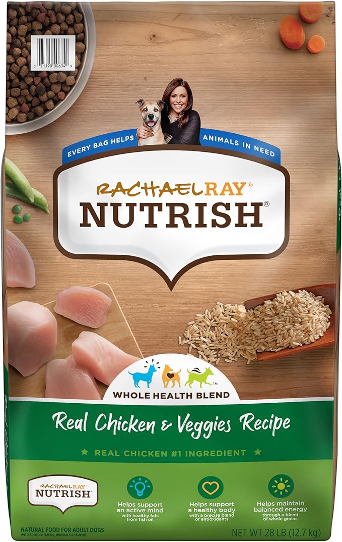 Nutrish Rachael Ray Chicken & Veggies 40 Pounds Dry Dog Food (Packaging May Vary) + Chicken Recipe 11 Count Soup Bones Bundle