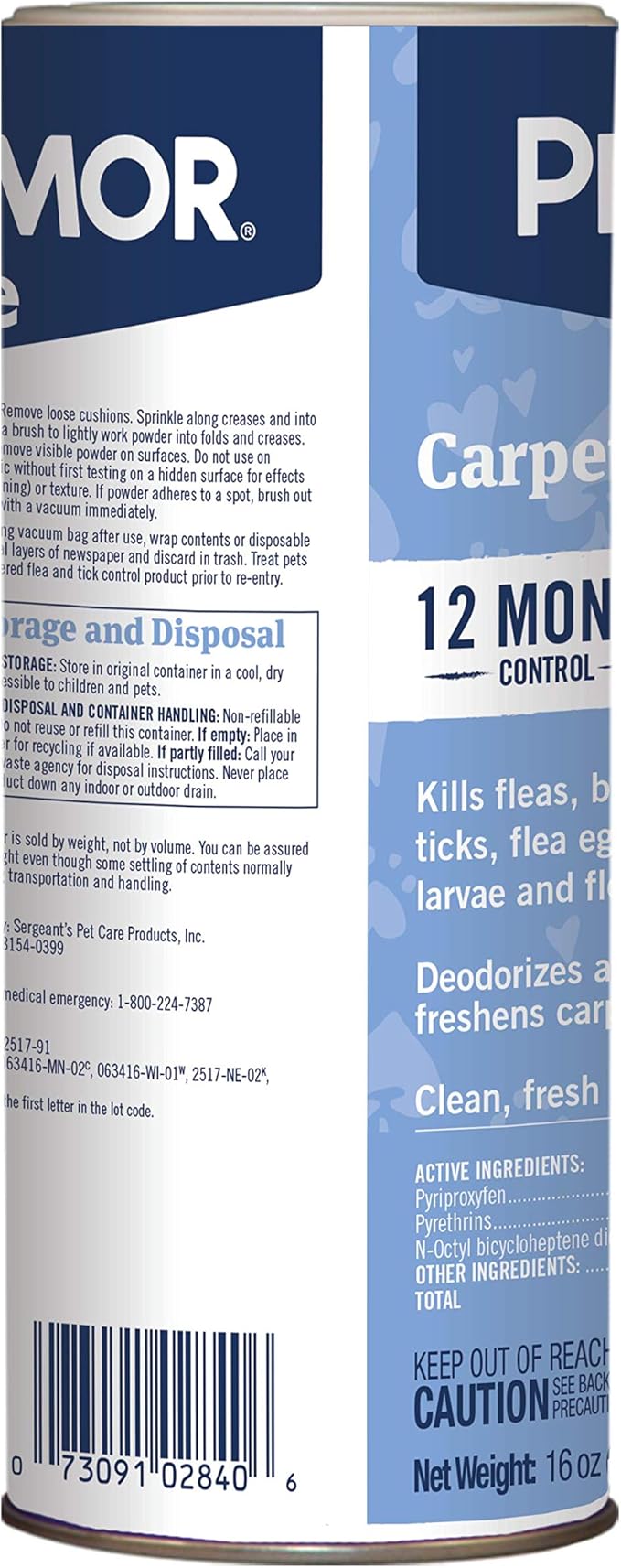 PETARMOR Home Carpet Powder for Fleas and Ticks, Protect Your Home from Fleas and Deodorizes Carpets, 16 Ounce (Pack of 2)