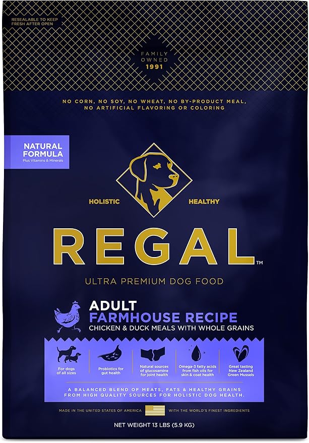 Adult Farmhouse Recipe (Chicken and Duck) All Natural, Slow Cooked Whole Grain Dry Dog Food for All Breeds and Sizes of Adult Dog - Made in The USA, 13 LB Bag