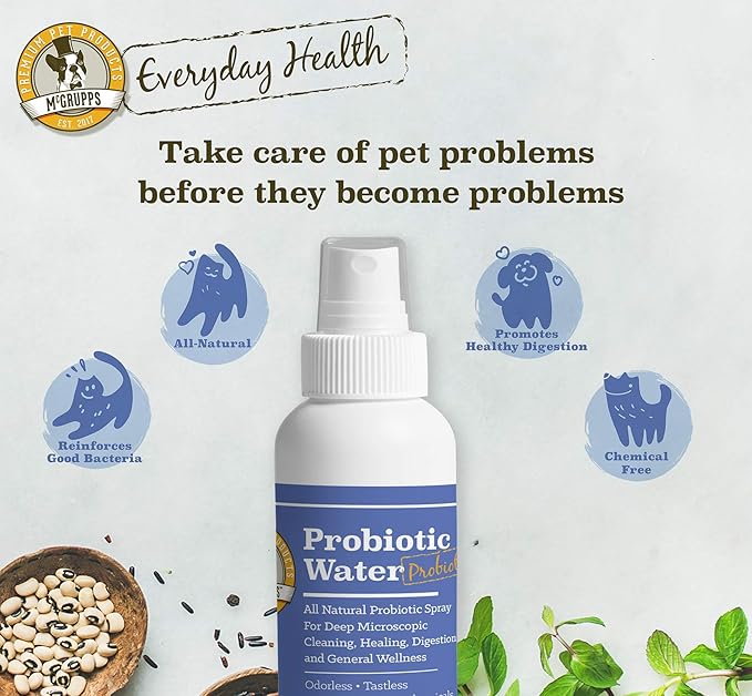 Probiotics water for dogs - Improves Dog Diarrhea - Constipation - Gas - Yeast - Bad Breath - Dog Allergies - All Natural Probiotic Spray - 2 Billion CFUs - Puppies to Seniors