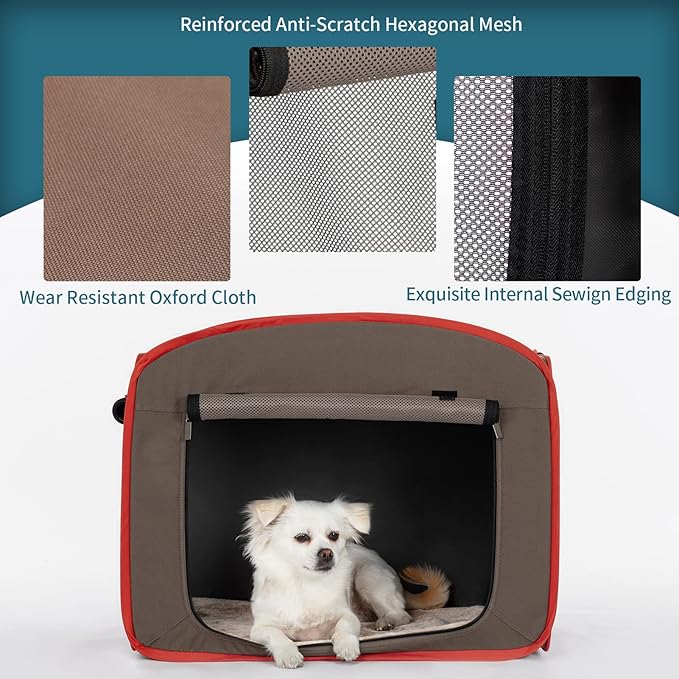 Petsfit Portable Dog Crates for Medium Dogs, Travel Dog Crate with Soft Cushion and Carrying Case, for Indoor Outdoor