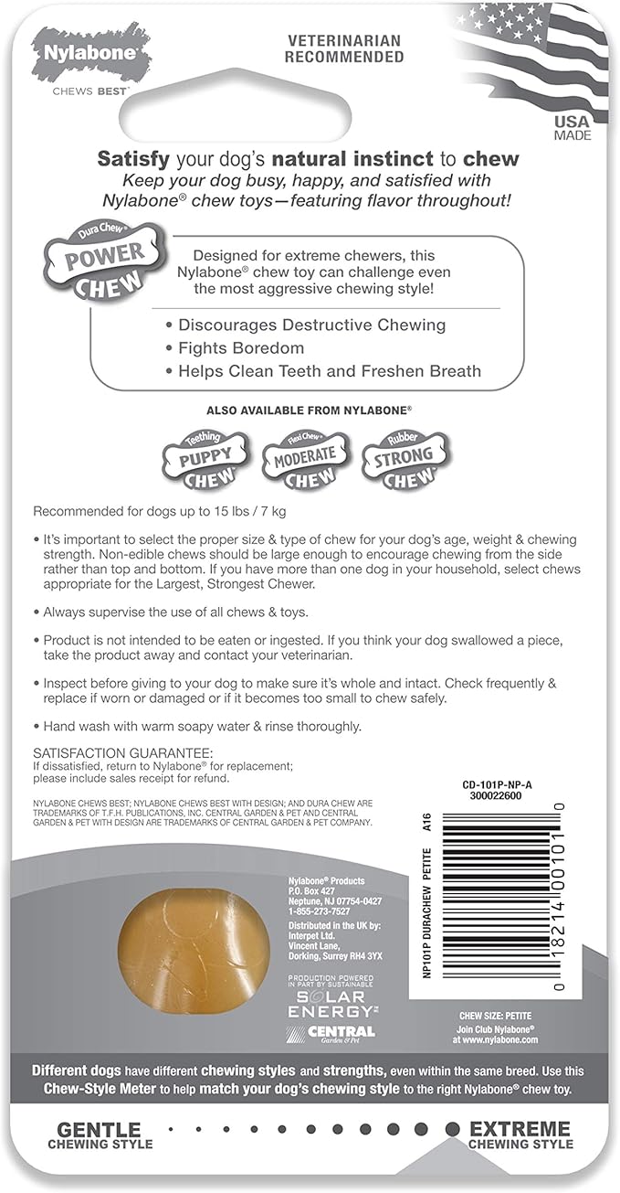 Nylabone Power Chew Flavored Durable Chew Toy for Dogs Original X-Small/Petite (1 Count)