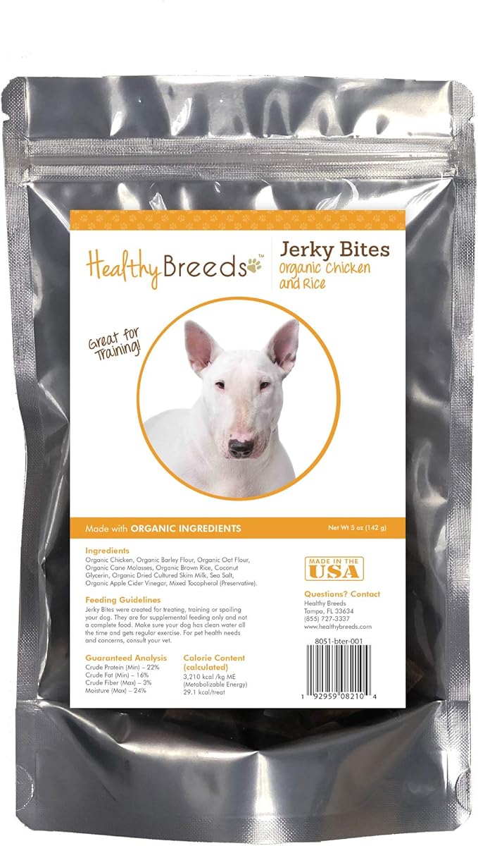 Healthy Breeds Bull Terrier Jerky Bites Chicken & Rice Recipe Dog Treats 5 oz