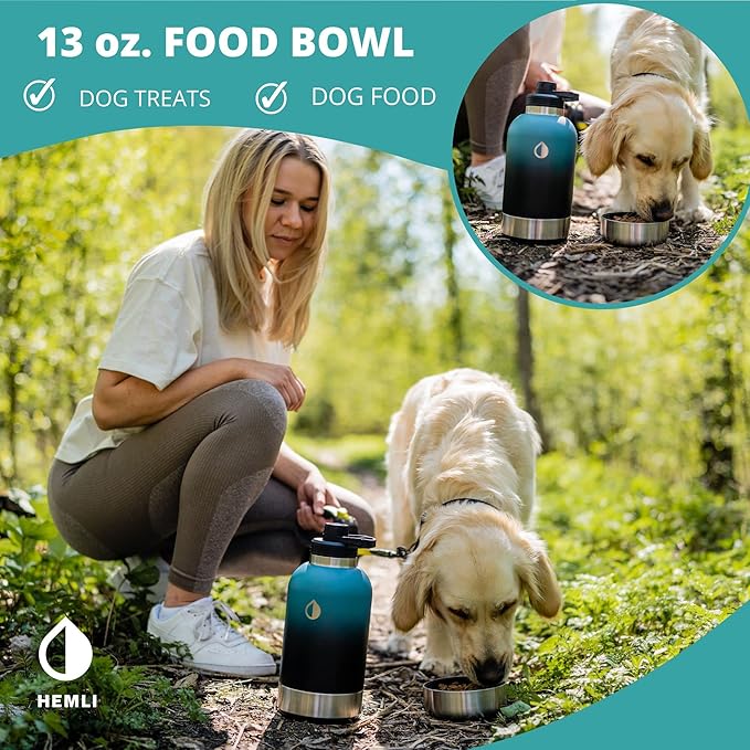 Dog Water Bottle, Insulated Dog Travel Water Bottle, Stainless Steel Pet Water Bottle Dispenser Portable Food and Water Bowl for Dogs with Carrying Case for Walking Dog Canteen Travel Kit