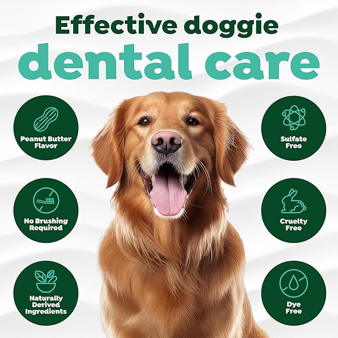 TropiClean No Brushing Gel Peanut Butter Flavor | No More Dog Toothpaste and Toothbrush | Dog Breath Spray | Breath Gel for Dogs | Dental Gel Plaque Remover | Made in the USA | 4 oz.
