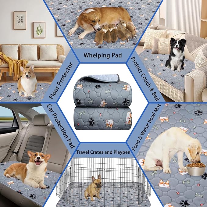 Washable Pee Pads for Dogs - Super Absorbent Reusable Puppy Pads 2Pack 41''x41'' Waterproof Dog Pee Pads Non-Slip Whelping Pads Leakproof Urine Pet Training Pads for Potty Wshable Puppy Pads