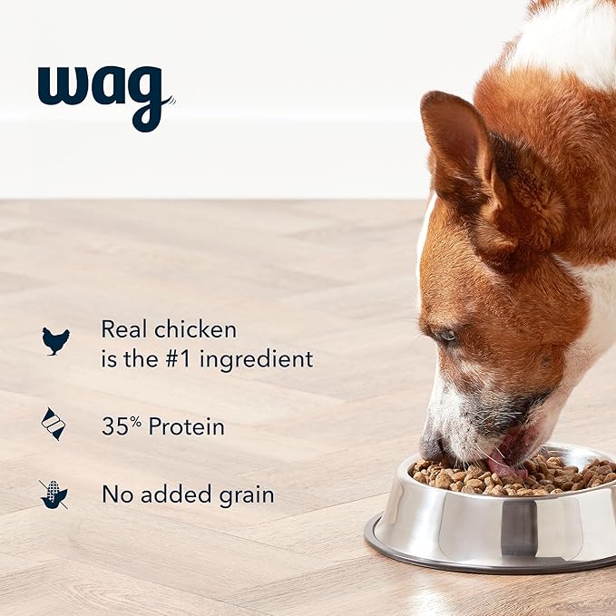 Amazon Brand - Wag Dry Dog Food Grain-Free Chicken & Lentil Recipe, High Protein (24 lb bag)