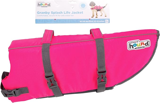 Outward Hound Granby Splash Pink Dog Life Jacket, XL
