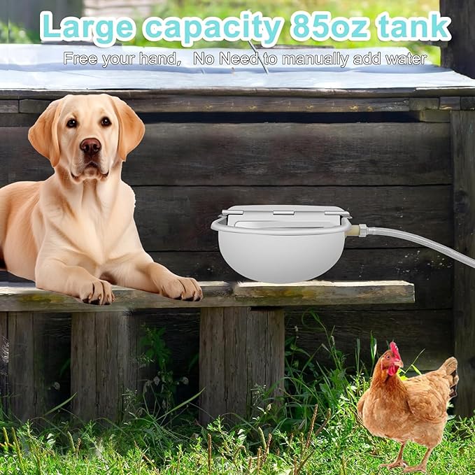 Automatic Water Bowl Dispenser for Dog, 304 Stainless Steel Animal Waterer Kit with Float Valve,for Livestock,Horse,Dog,Goat,Pig, Chicken, Animals Drinking Water Trough