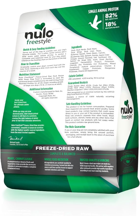 Nulo Freestyle Freeze-Dried Raw, Ultra-Rich Grain-Free Dry Dog Food for All Breeds and Life Stages with BC30 Probiotic for Digestive and Immune Health 13 Ounce (Pack of 1)