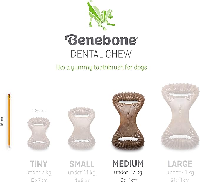 Benebone Dental Durable Dog Chew Toy for Aggressive Chewers, Real Chicken, Made in USA, Medium