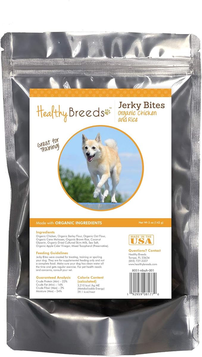 Healthy Breeds Norwegian Buhund Jerky Bites Chicken & Rice Recipe Dog Treats 5 oz