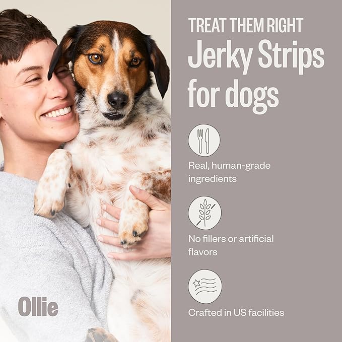 Ollie Jerky Treats Variety Pack - Chicken and Apple Recipe and Beef and Sweet Potato Recipe - Dog Jerky Treats All Natural - Healthy Dog Treats - Real Meat Dog Treats 10 Oz.