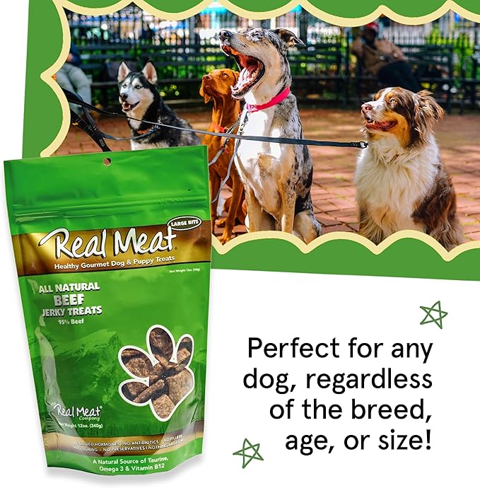 Real Meat Dog Treats - Two 12oz Bag of Bite-Sized Air-Dried Beef Jerky for Dogs - Grain-Free Jerky Dog Treats with 95% Human-Grade, Free-Range, Grass Fed Beef - All-Natural High Protein Dog Treats