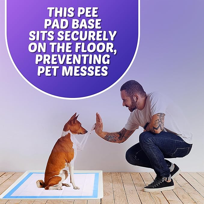 Skywin Dog Pad Holder Tray for 27.5 x 44 Inches Training Pads (White) - Easy to Clean and Store Perfect for Dog Potty Tray – Silicon Wee Wee Pad Holder, No Spill Pee Pad Holder for Dogs