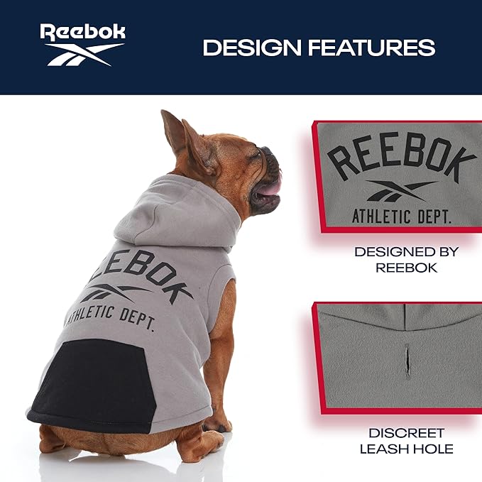 Reebok Dog Hoodie – Fleece Dog Sweater with Leash Hole, Cold Winter Dog Sweatshirt for Small Medium and Large Dogs, Premium Dog Fall Sweater Pullover Hoodie, Cozy Warm Perfect Dog Christmas Outfit