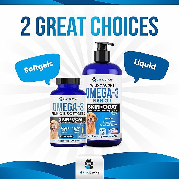 Omega 3 Fish Oil for Dogs - Salmon Oil for Dogs - Dog Fish Oil Supplement May Help Shedding, Allergy, Itch Relief - Supports Dry Skin, Joints - Dog Skin and Coat Supplement - 90 Fish Oil Pills EPA DHA